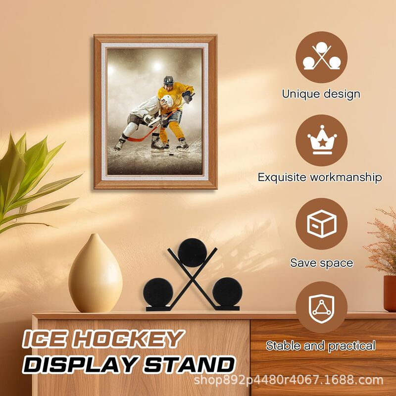 Wooden Hockey Storage Rack Club Tabletop Ice Hockey Display Stand Athlete Team Detachable Stand