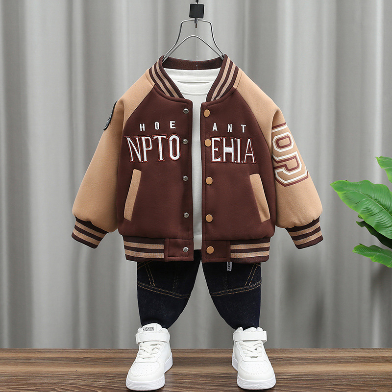 Boys' knitted baseball jacket spring autumn, Korean version, children's handsome and trendy cool top, versatile clothes_voghion.com