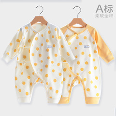 Spring baby onesie, Class A, pure cotton jumpsuit for babies, long-sleeved tie-front style, boneless butterfly-style outfit for newborns, wholesale.