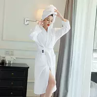 Cotton white long bathrobe, bath towel, water absorbent