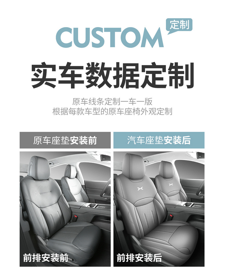 Xpeng G6 Special Car Seat Cover, Universal for All Seasons, Full Surround Seat Cushion, Perforated Leather, Breathable Interior Modification Seat Cover