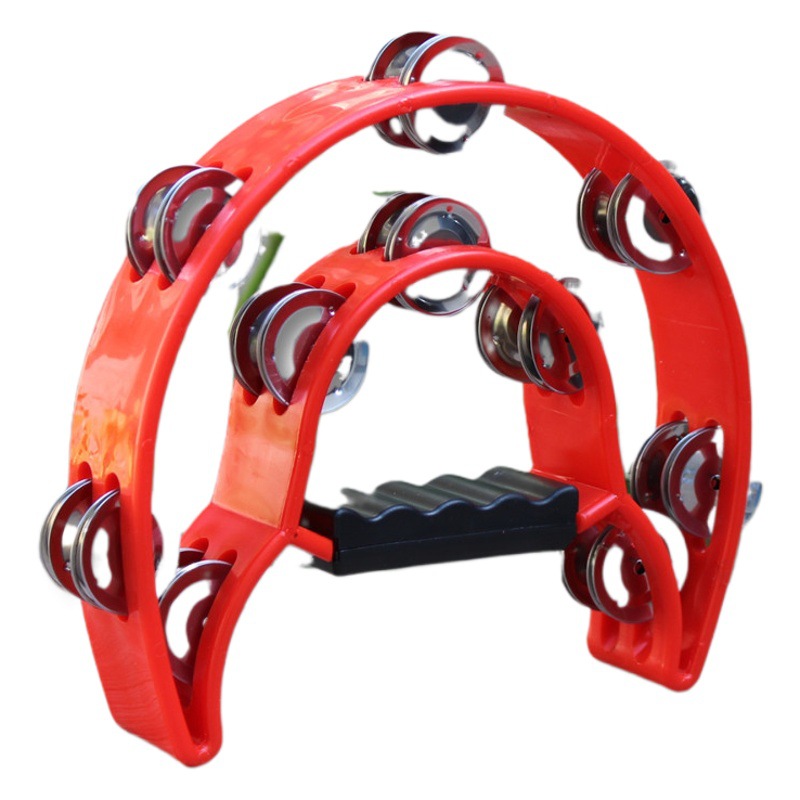 Double-Row Flower Drum Ring Ktv Hand Bell Large Tambourine Orff Percussion Instrument Atmosphere Cheering Prop Bell Ring