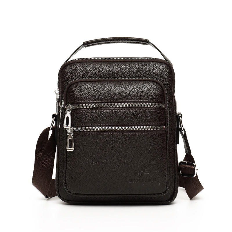 Bolso de hombro para hombre, mensajero de cuero, maletín informal compacto
