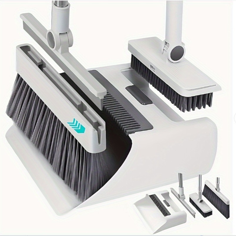 빗자루/쓰레기통/물걸레/바닥솔 4인1(3단봉) 화이트