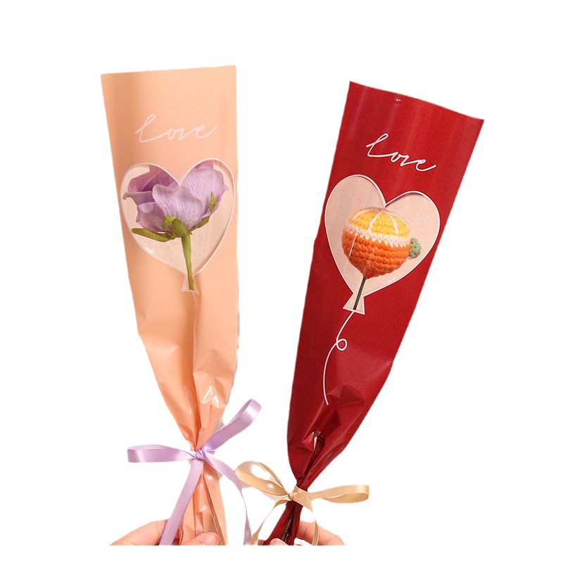 Bolsa de embalaje simple de una sola flor transparente ramo de rosas bolsa de triángulo bolsa individual bolsa de múltiples ramas material de tienda de flores florales