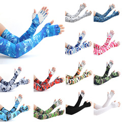 跨境夏季戶外防滑半指騎行手套冰絲透氣高彈速干戶外釣魚防曬袖套