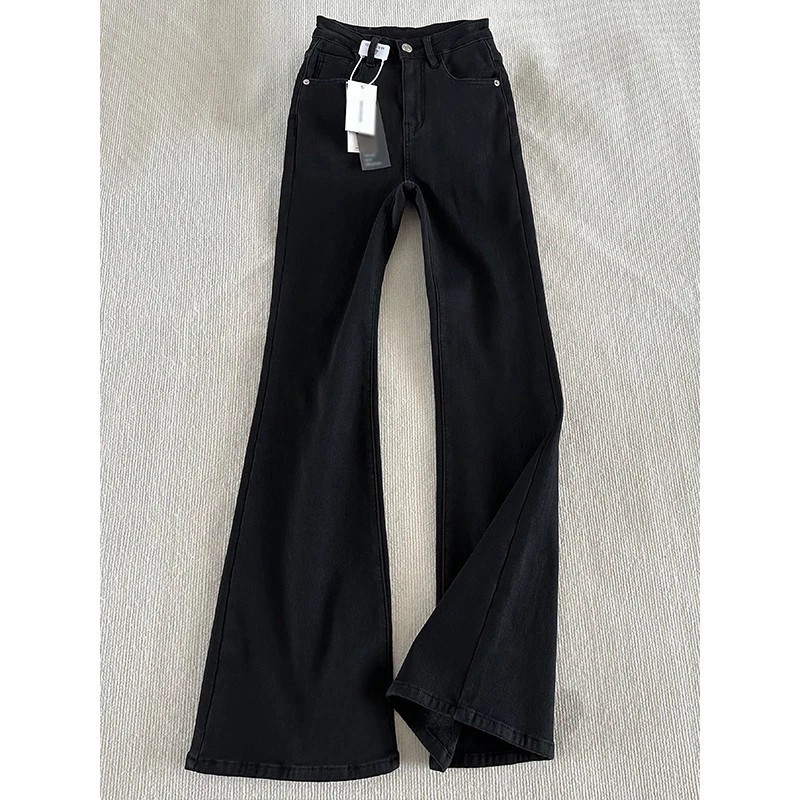 Slim Fit Slimming Curved Hem Flared Black Jeans Men's 2025 New Spring and Autumn American High Street Vibe Pants Slim Fit Slimming Curved Hem Flared Black Jeans Men's 2025 New Spring and Autumn American High Street Vibe Pants