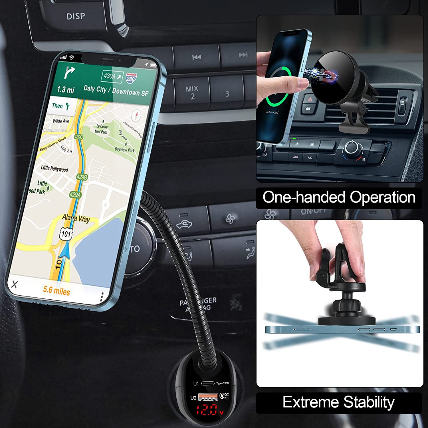 New Product Magsafe Magnetic Wireless Charger Three-In-One Wireless Charging Car Qi2.2 Wireless Charging Mobile Phone Holder