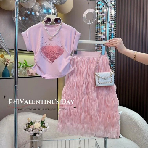 Girls' Summer Dress 2025 Trendy 6-7 Year Old Princess Dress 8-Piece Set 9 Summer 12-Year-Old Skirts