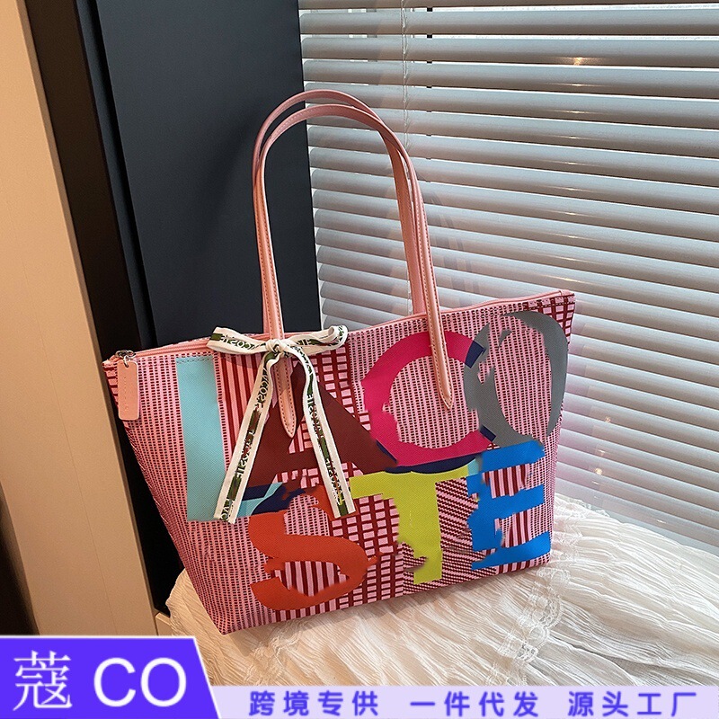 Hot-Selling New Underarm Tote Bag, Printed Shopping Bag, Large Capacity, Versatile for Commuting, Cross-Border, Single-Shoulder Handbag for Women