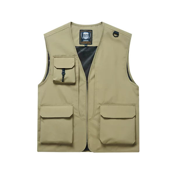 Mesh multi-pocket vest overalls outdoor mountaineering photography waistcoat vest interview vest printing LOGO