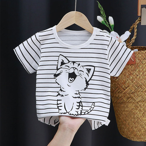 Children's short-sleeved cartoon T-shirt cotton girls summer clothes baby baby summer children's clothes boys tops