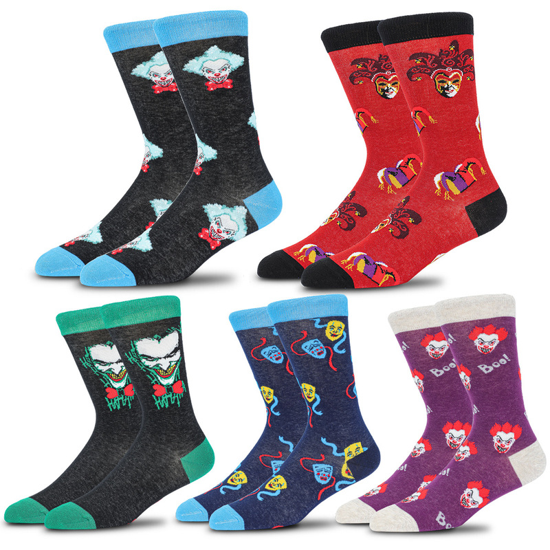 Cross-Border New Product Socks Amazon Clown Quirky Trendy Socks Devil-Themed Printed Mid-Calf Cotton Socks Manufacturer Wholesale