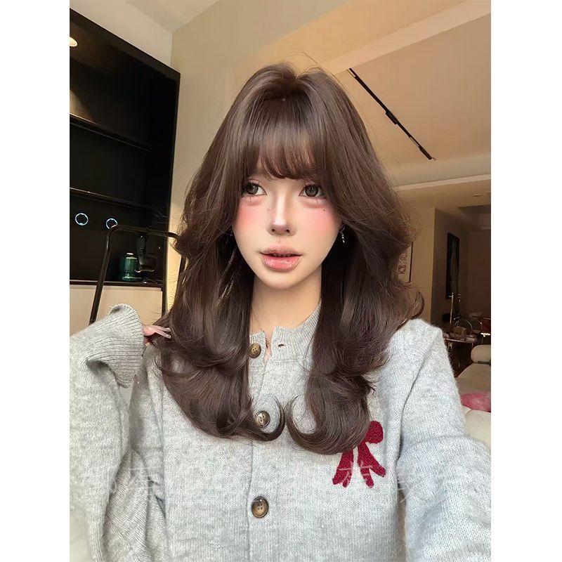 【Duidui Bear】Refined Black-Brown High-Quality, Ultra-Natural Ambiance Medium-Length Full Head Wig