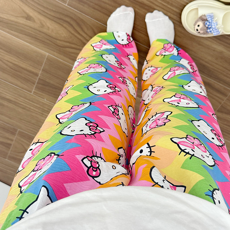 Rainbow thin cartoon trousers for leisure, oversize