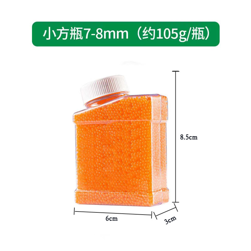 Bolitas de gel absorbente de agua 7-8mm, perlas decorativas hidratantes, paquete en botella cuadrada