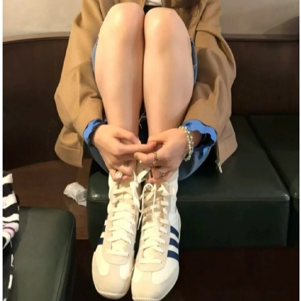 jennie同款拳击靴女鞋系带运动搏击短靴德训机能鞋高帮洋气马丁靴|undefined