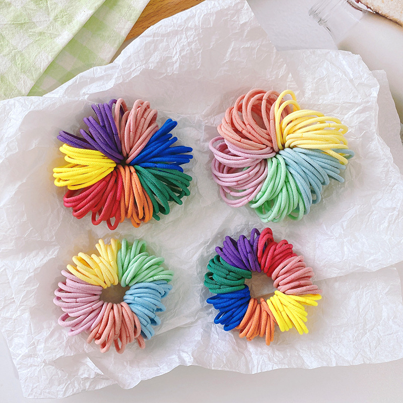 70根裝！兒童發圈迷你小皮筋彩虹色女寶寶不傷發扎小啾啾頭繩髮飾