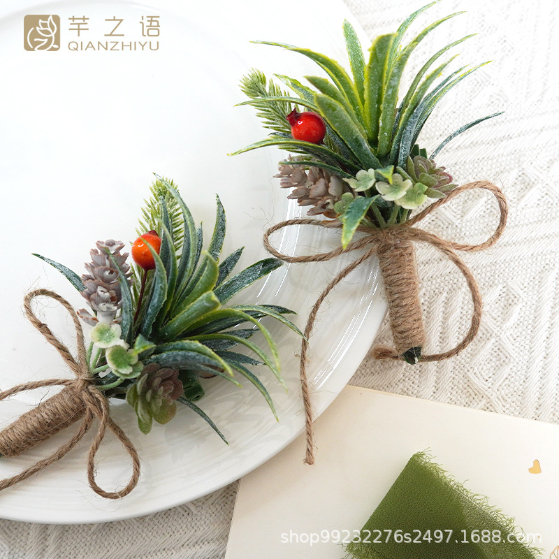 新品森系仿真清新空气凤梨水草婚礼庆典迎宾襟花新娘胸花手腕花