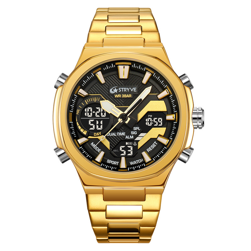 STRYVE hombre reloj deportivo resistente al agua reloj electrónico de cuarzo hombre reloj de pulsera de acero inoxidable reloj electrónico 8033