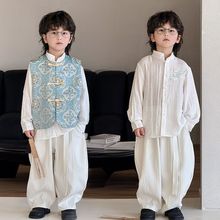 儿童马甲套装2025春秋新款新中式男童唐装汉服帅气国风一件代发潮