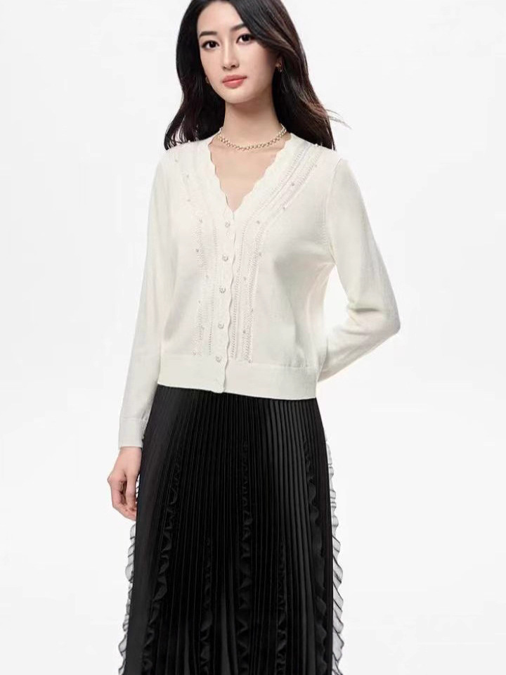 Knitted autumn elegant woolen cardigan