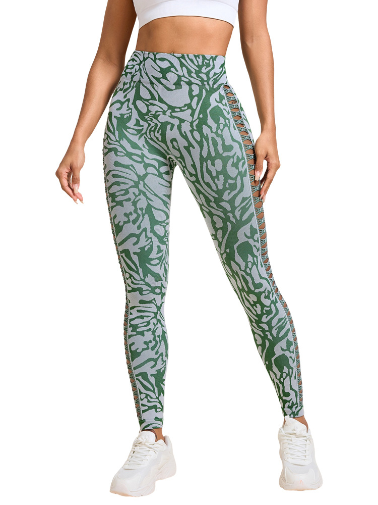 Nuevos pantalones de yoga de cadera de melocotón huecos, pantalones deportivos antideslizantes de cintura alta para mujer, pantalones de fondo deportivo de fitness para correr