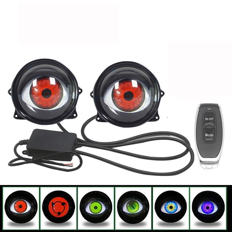 悪魔の目灯ledダイナミック自動車レンズヘッドライト雰囲気灯改造通用自動車オートバイレンズヘッドライト|undefined