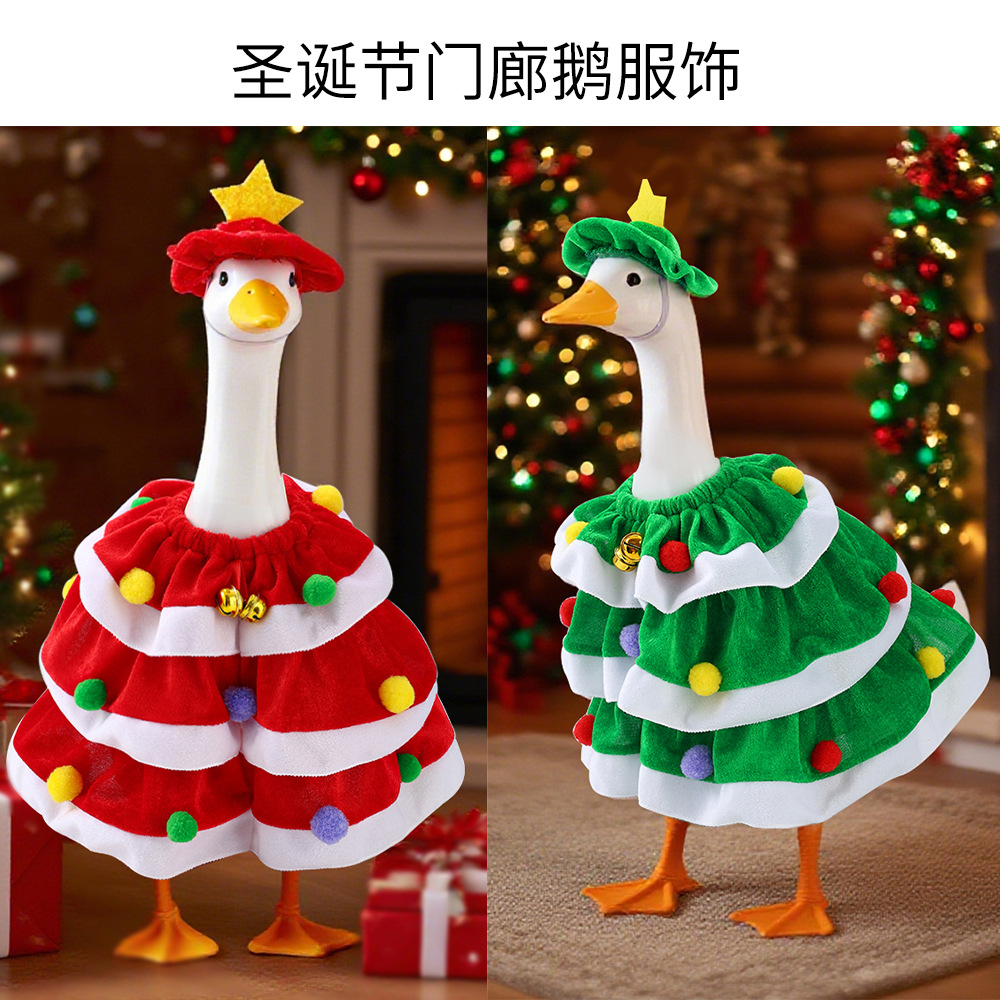 现货圣诞树门廊鹅衣服跨境圣诞节宠物衣服帽子披肩节日礼服厂家