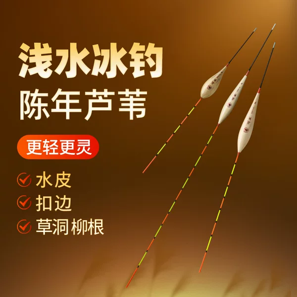 Yuechui Zhe Shell-Wrapped Reed Float for Ice Fishing, Shallow Water Grass Hole Carp Float, Edge-Mounted Float, Sensitive Fishing Float, Fishing Buoy
