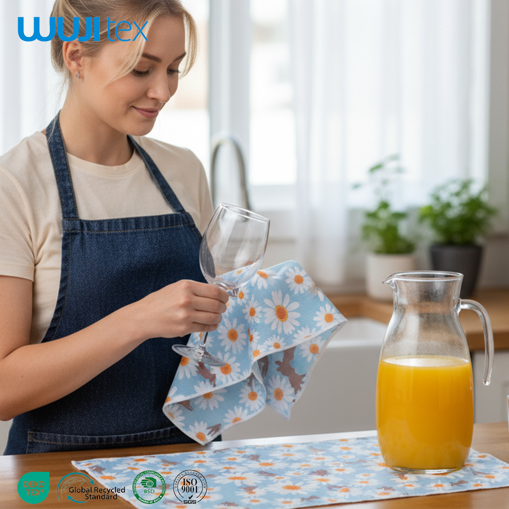 Transfronterizo mayorista impresa piña toalla de cocina microfibra absorción de agua toalla limpia toalla cojín de té