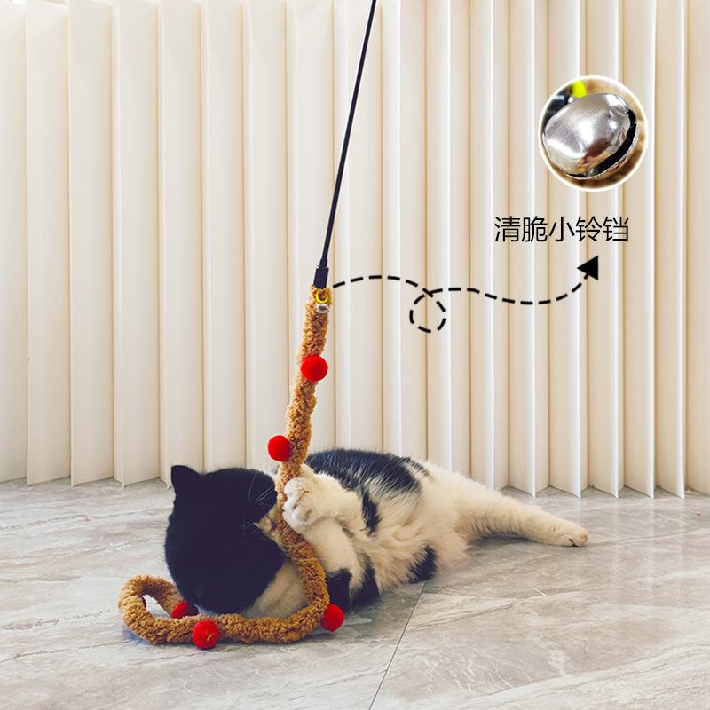 Nuevo estilo de franela alargada, raya de oruga silenciosa, auto-hola, palo de gato divertido, juguete para mascotas, poste de gato divertido de Navidad