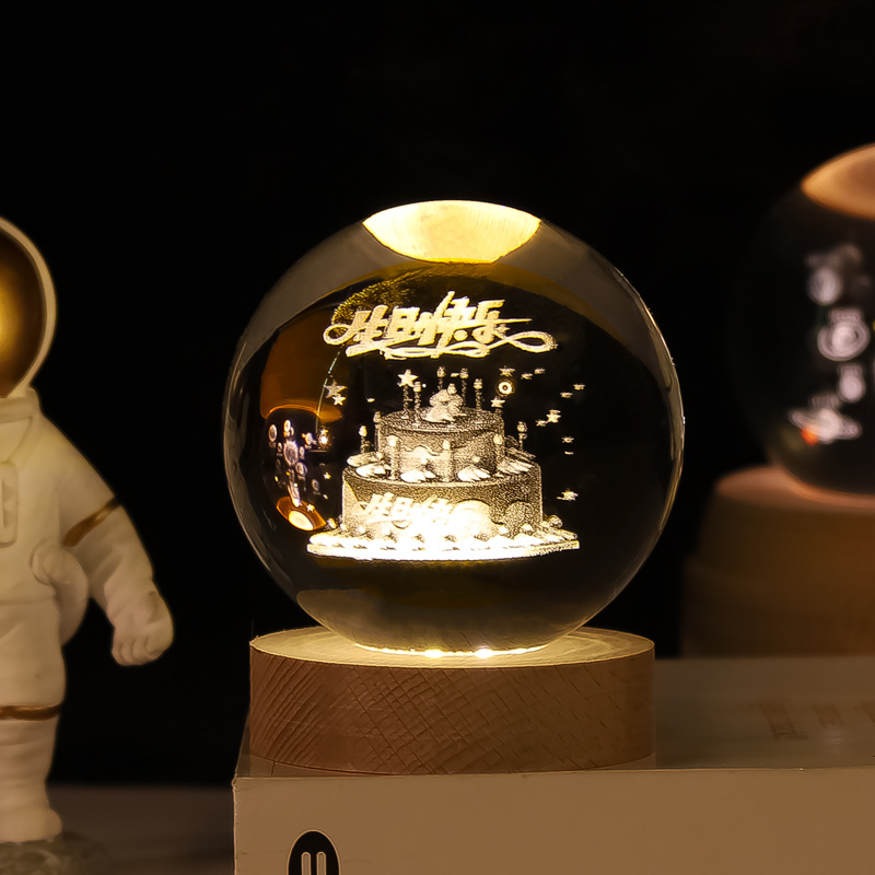 Lámpara Nocturna de Bola de Cristal 3D de Cristal Blanco, Grabado 3D e Iluminación LED, para Decoración y Regalo de Cumpleaños image 21