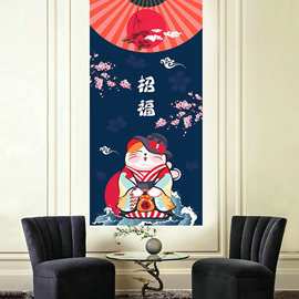 50261招财猫创意招财猫日式和风高清装饰画挂画挂旗画芯海报图片