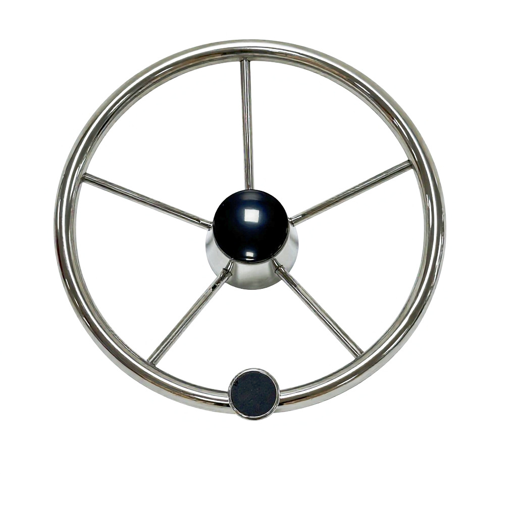 Stainless Steel 304 Yacht Steering Wheel with Power Assist Knob, Marine Steering Wheel with Handball, Maritime Steering Wheel