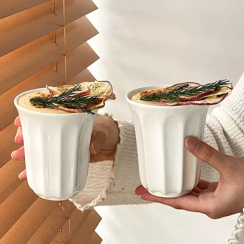 日式纯白陶瓷咖啡杯ins网红随手杯手握杯拉花拿铁杯早餐杯牛奶杯|undefined