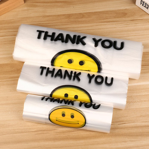 Transparent smiling face bag plastic bag food bag takeout packing bag fruit bag supermarket shopping bag vest bag wholesale