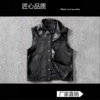 牛仔机车 真皮马甲 头层牛皮真皮皮衣男修身皮背心骑行服纯皮外套|ms