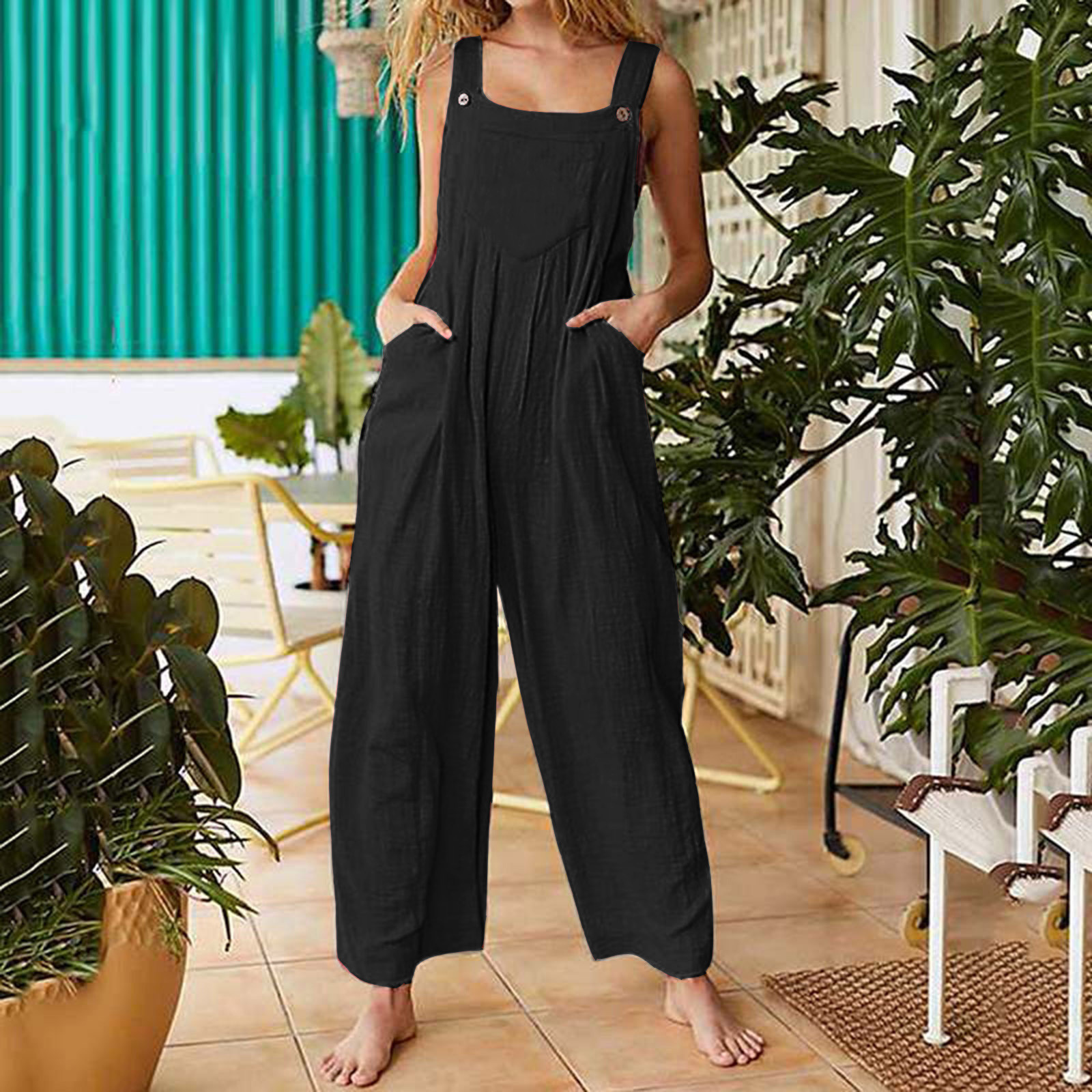 Women's Daily Casual Solid Color Full Length Washed Jumpsuits display picture 3