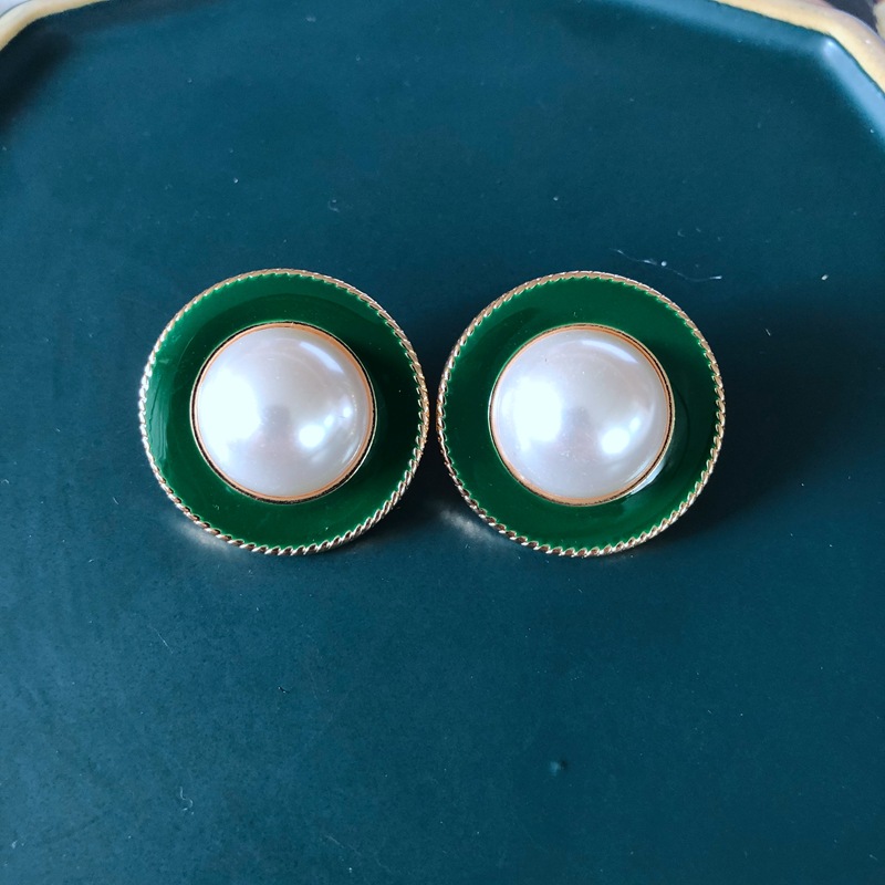 10g Weight No Inlaid Inlay Material Earrings, Ear Studs Classification Travel Occasion Printing Pattern Women'S Gender Plating Design Simple Style Style Green, Gold, Silver Color Fashion Geometric Flower Green Fan-shaped Earrings 11