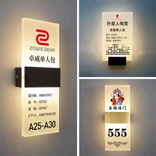 磨砂透明水晶亚克力发光门牌包厢网吧网咖电竞酒店新款创意透明发-阿里巴巴