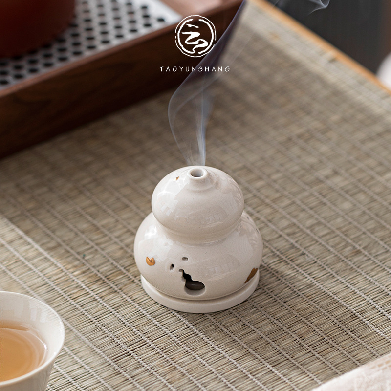 horno de incienso de pan de calabaza horno de incienso de cerámica horno de incienso interior horno de incienso Zen horno de sándalo horno de incienso de ceremonias de té horno de incienso image 5