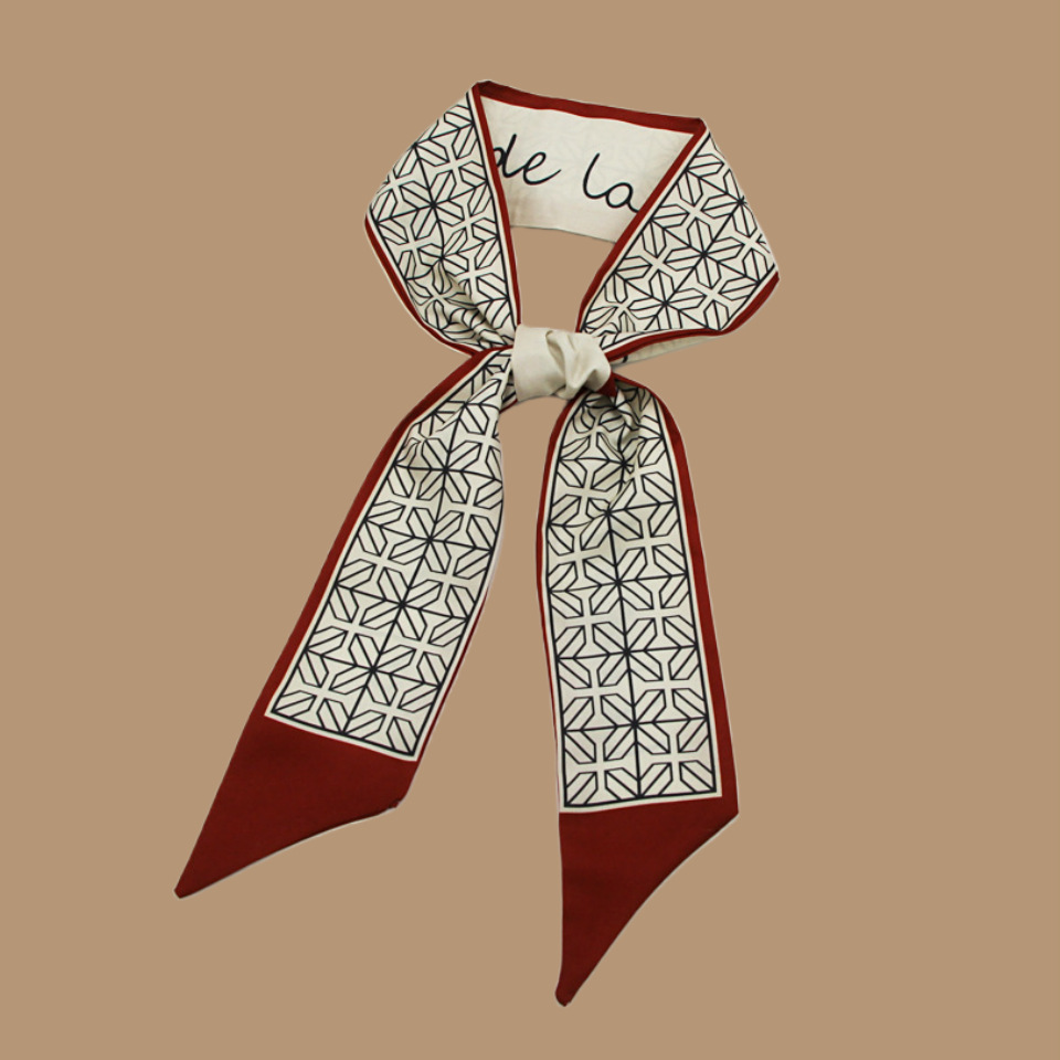 Retro Style Women's Retro Plaid Flower Satin Silk Scarf