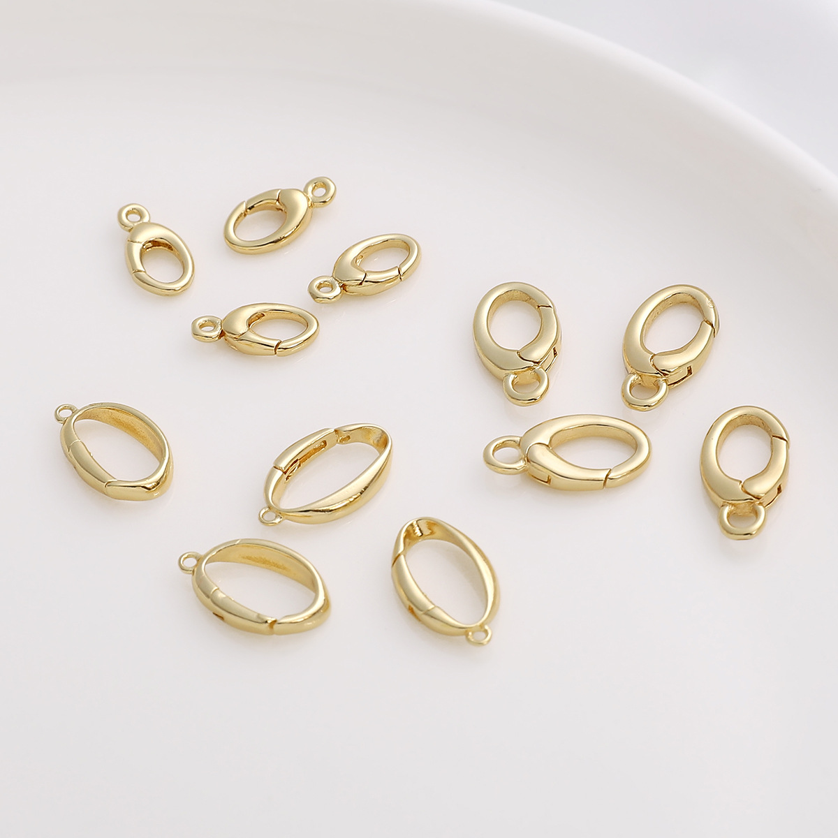 3g Weight 1 Piece 7 * 14mm Copper 14K Gold Plated Solid Color Polished Lobster Clasp Jewelry Accessories