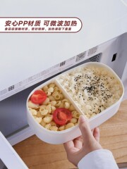 BB4C批發日常竹木紋理雙層便當盒微波爐加熱飯盒上班族學生分