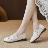 Весенние нескользящие дышащие сандалии для матери, из натуральной кожи, мягкая подошва, для среднего возраста