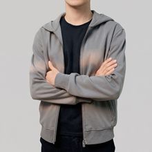 皮尔系高级双拉链连帽开衫卫衣男400G重磅棉美式秋冬款男装外套