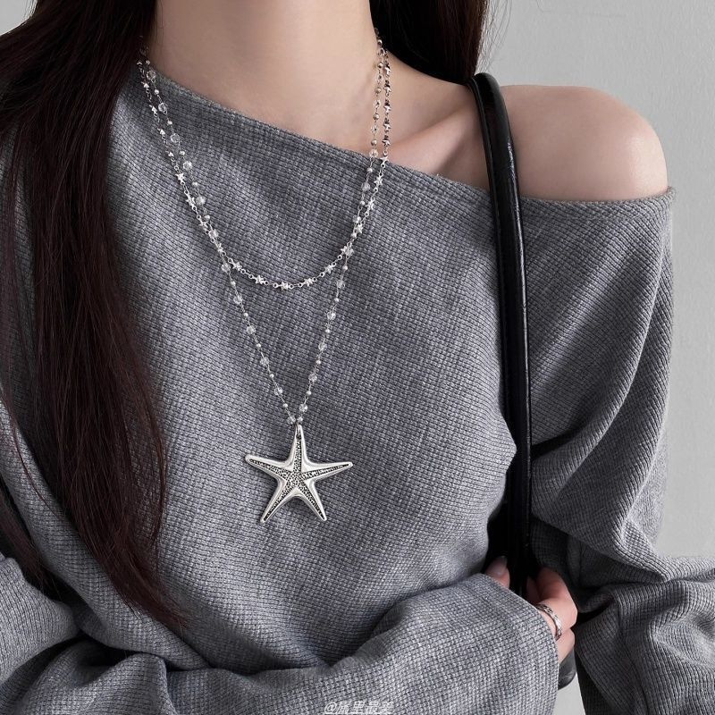 Starfish Necklace Star Long Sweater Chain Women Y2K Sexy Clavicle Chain Niche Versatile Sweater Chain Accessible Luxury Accessories