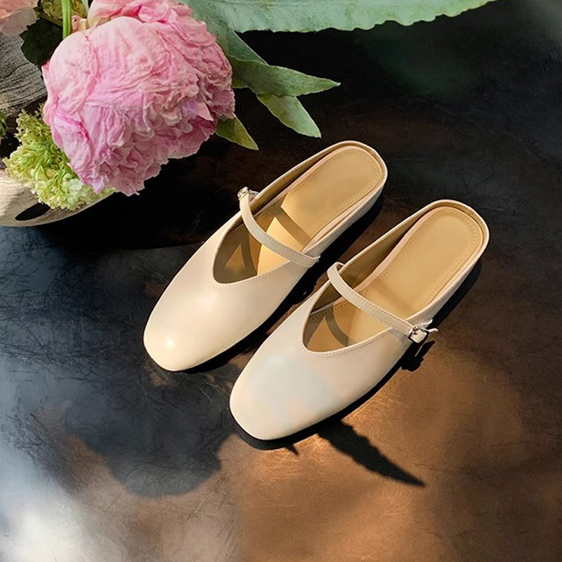 Grape Mom French Suave de una palabra con Baotou, boca baja, aumento de plata, Mary Jane, zapatos de mujer, zapatos de suela gruesa, mujer