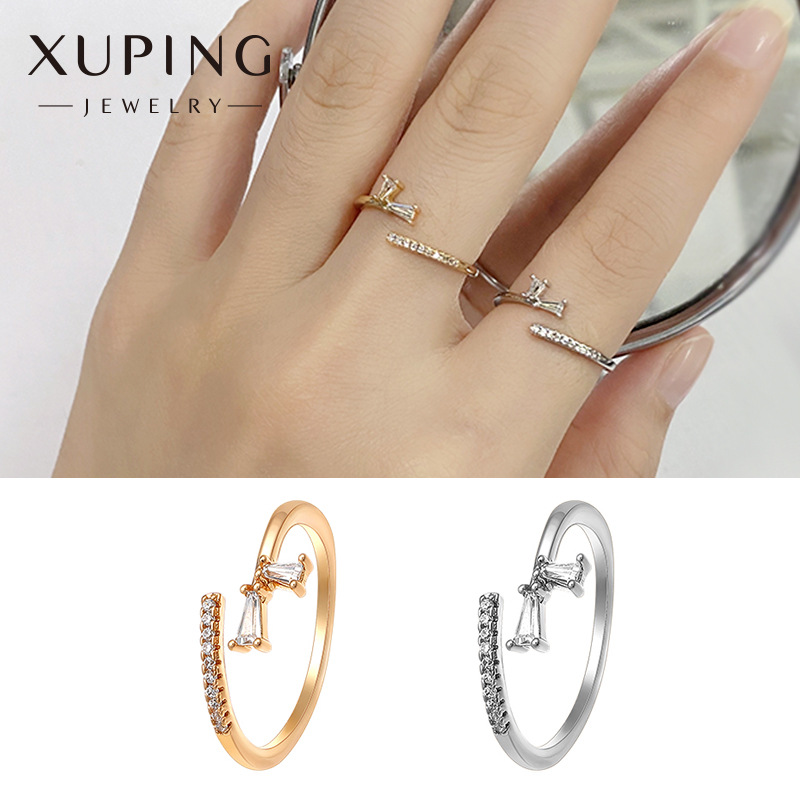 Joyería de Xuping anillo abierto simple japonés y coreano moda simple de las mujeres anillo chapado en oro de 18K anillo de temperamento de la celebridad de Internet